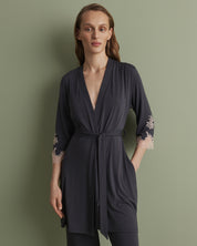 Bamboo 3/4 sleeve Robe 03161 smoke grey