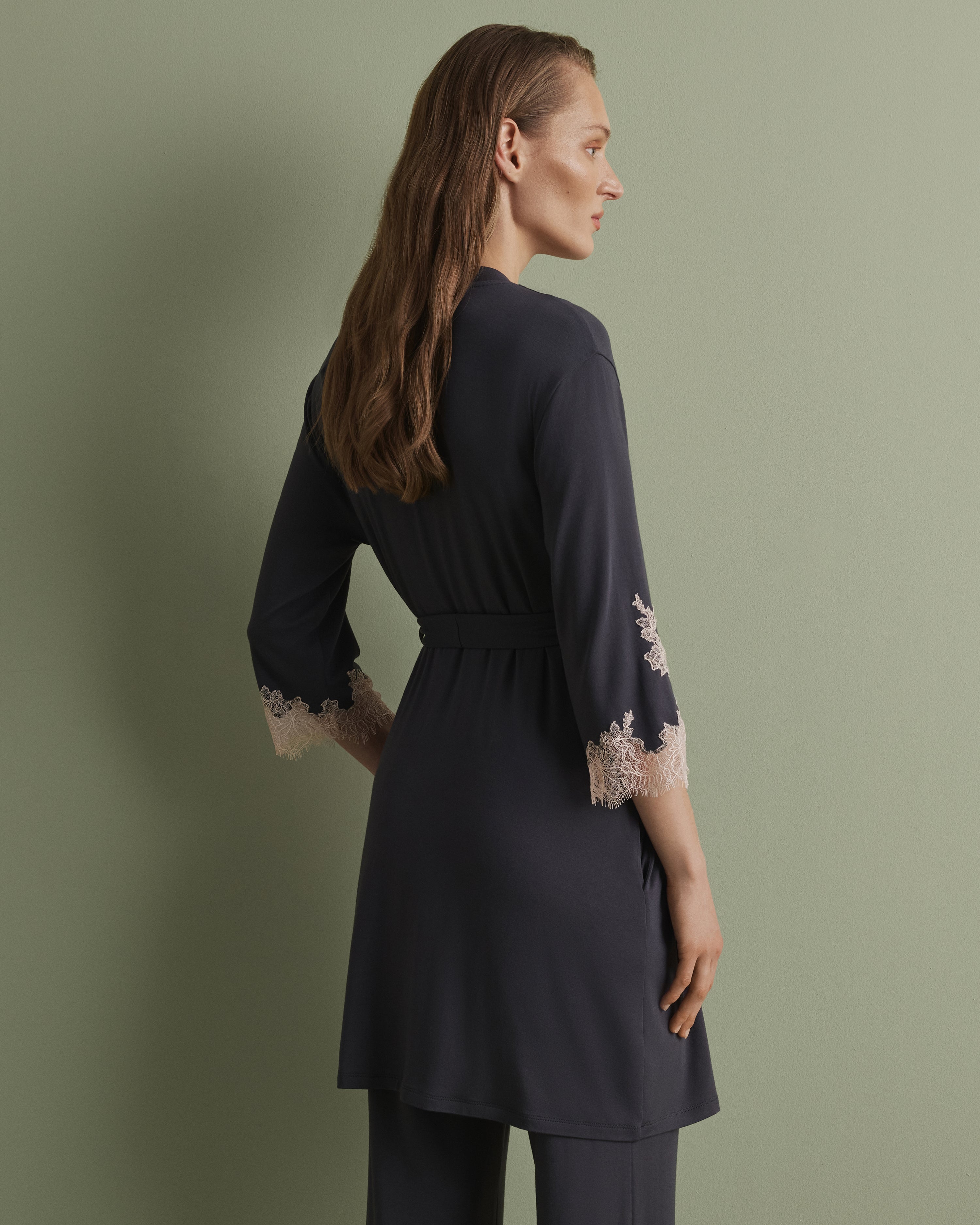 Bamboo 3/4 sleeve Robe 03161 smoke grey