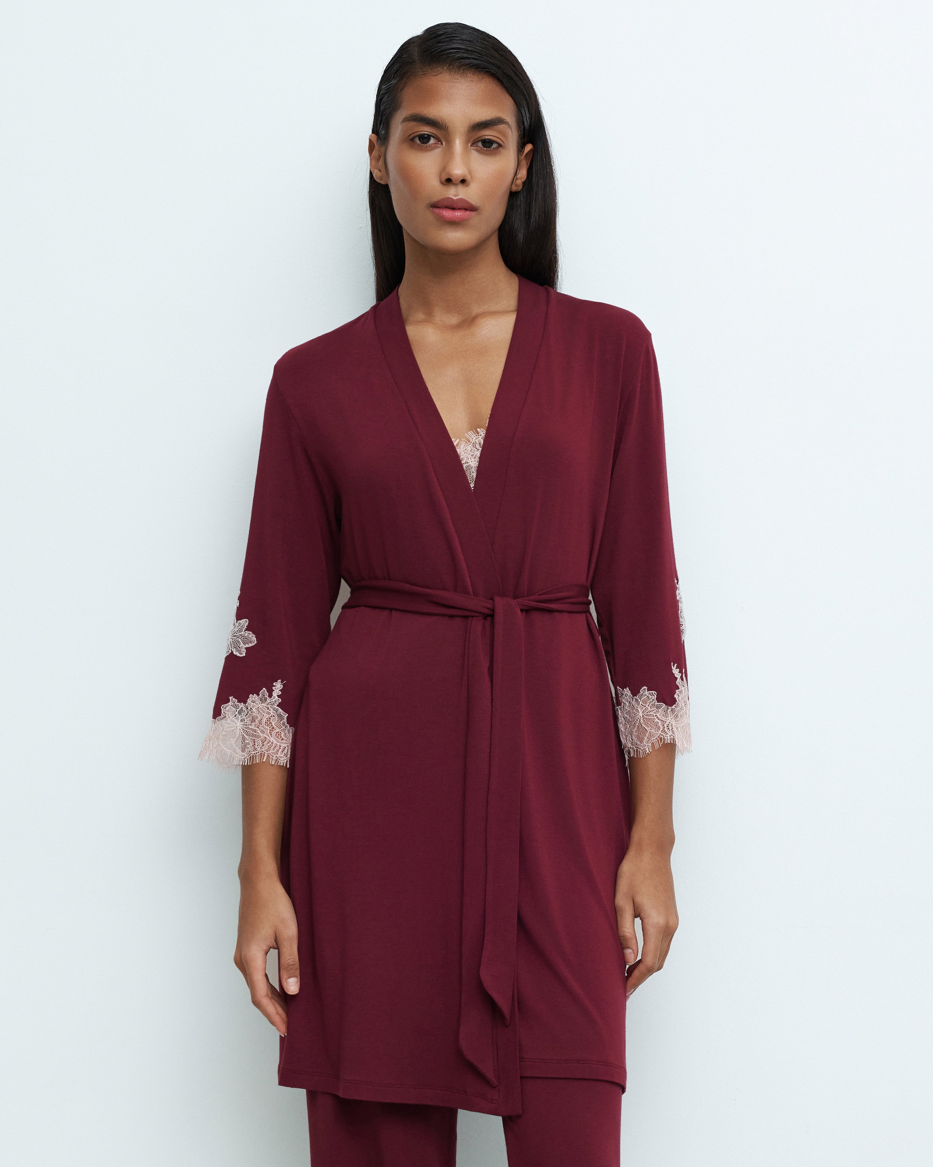 Bamboo 3/4 sleeve Robe 03161 cherry lacquer