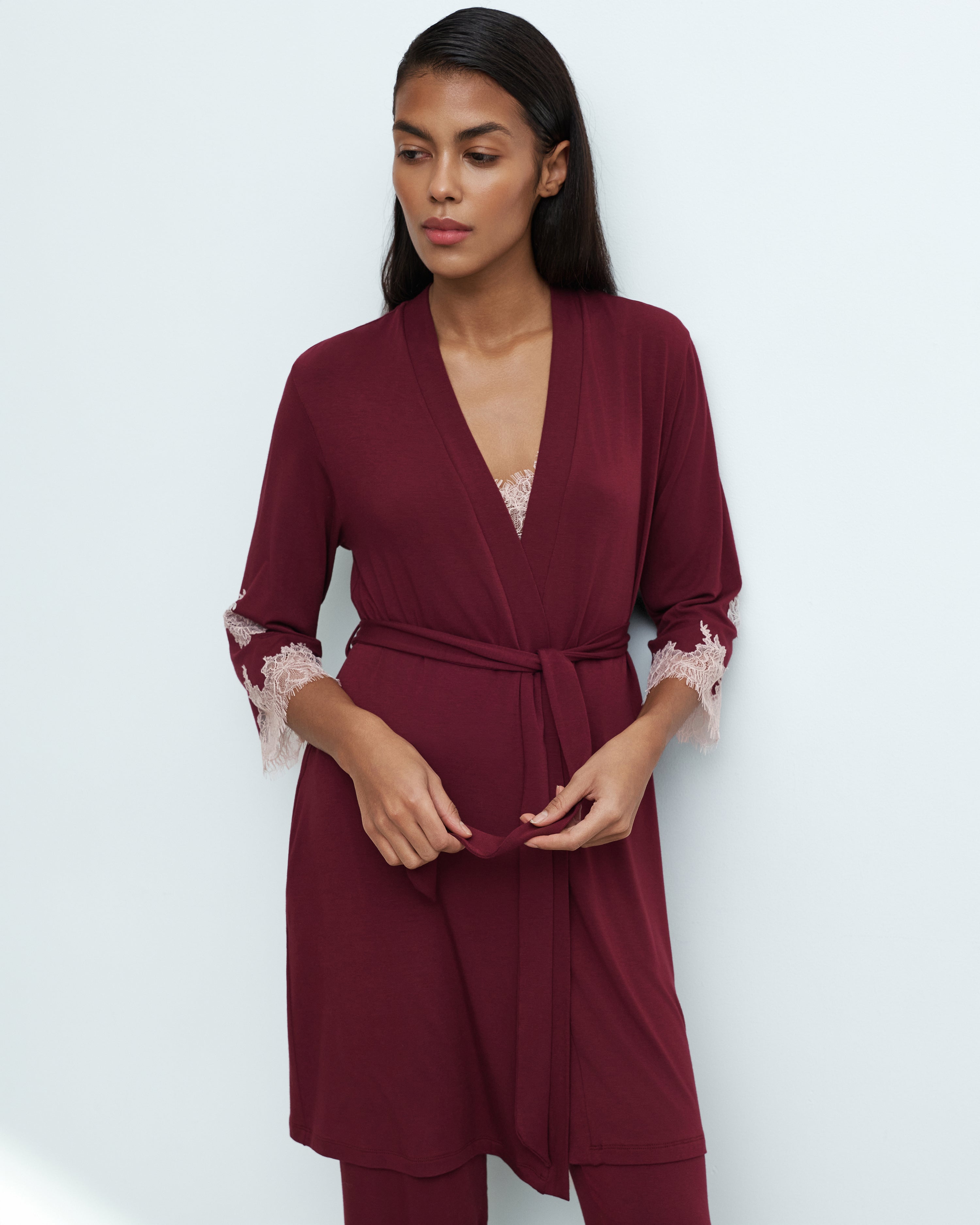 Bamboo 3/4 sleeve Robe 03161 cherry lacquer