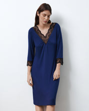 Bamboo Nightgown 3/4 sleeve 02113 navy