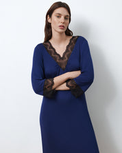 Bamboo Nightgown 3/4 sleeve 02113 navy