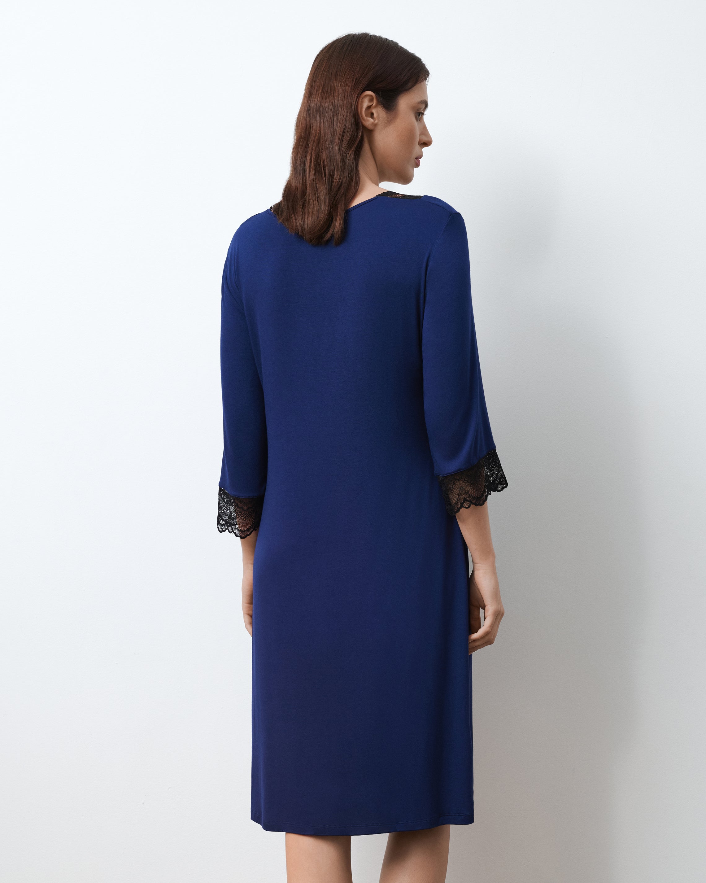 Bamboo Nightgown 3/4 sleeve 02113 navy