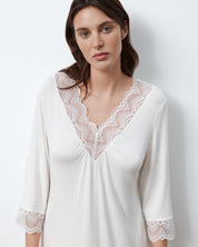 Bamboo Nightgown 3/4 sleeve 02113 ivory