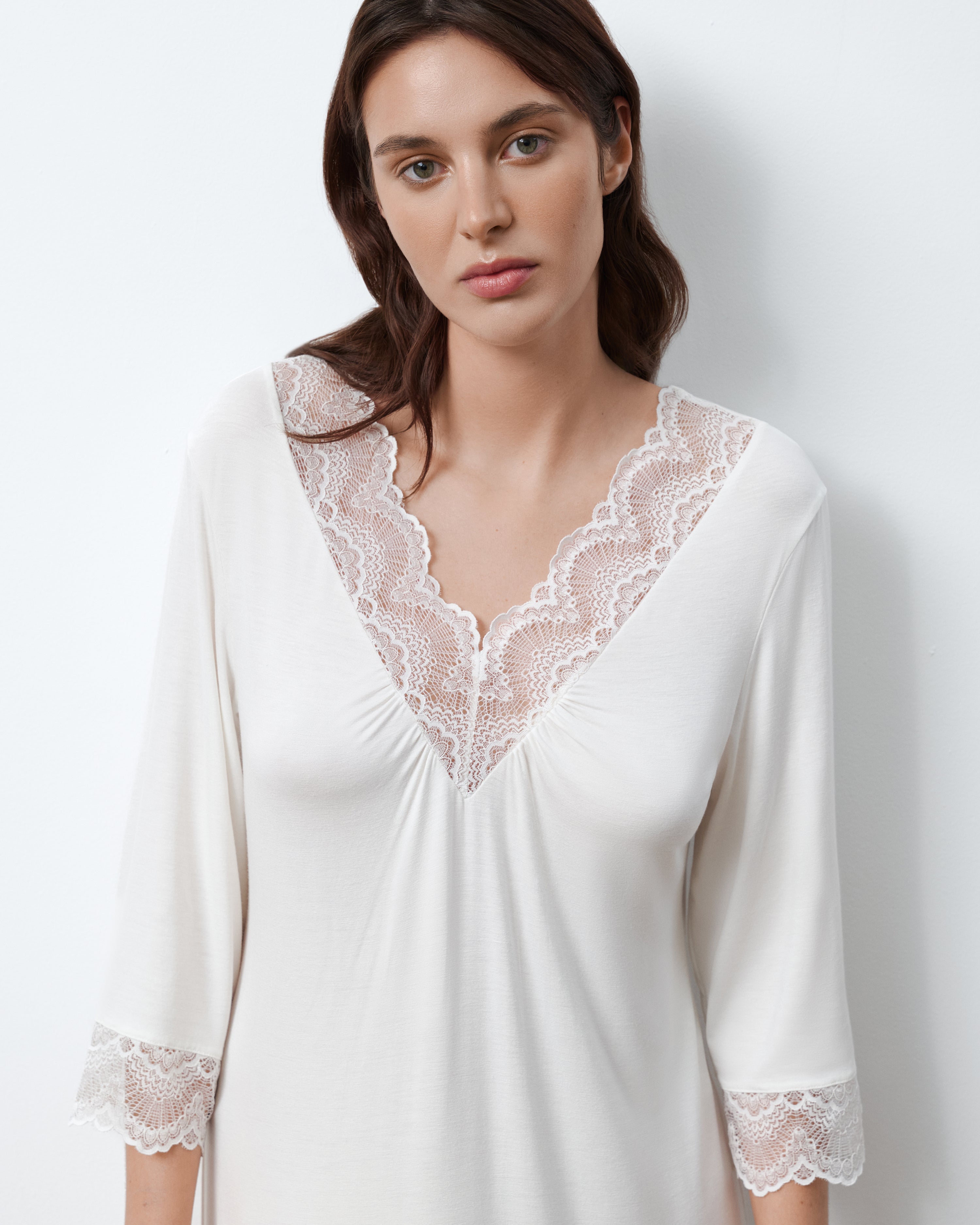 Bamboo Nightgown 3/4 sleeve 02113 ivory