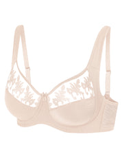 Full coverage non-padded side support Bra 006 015 silver peony