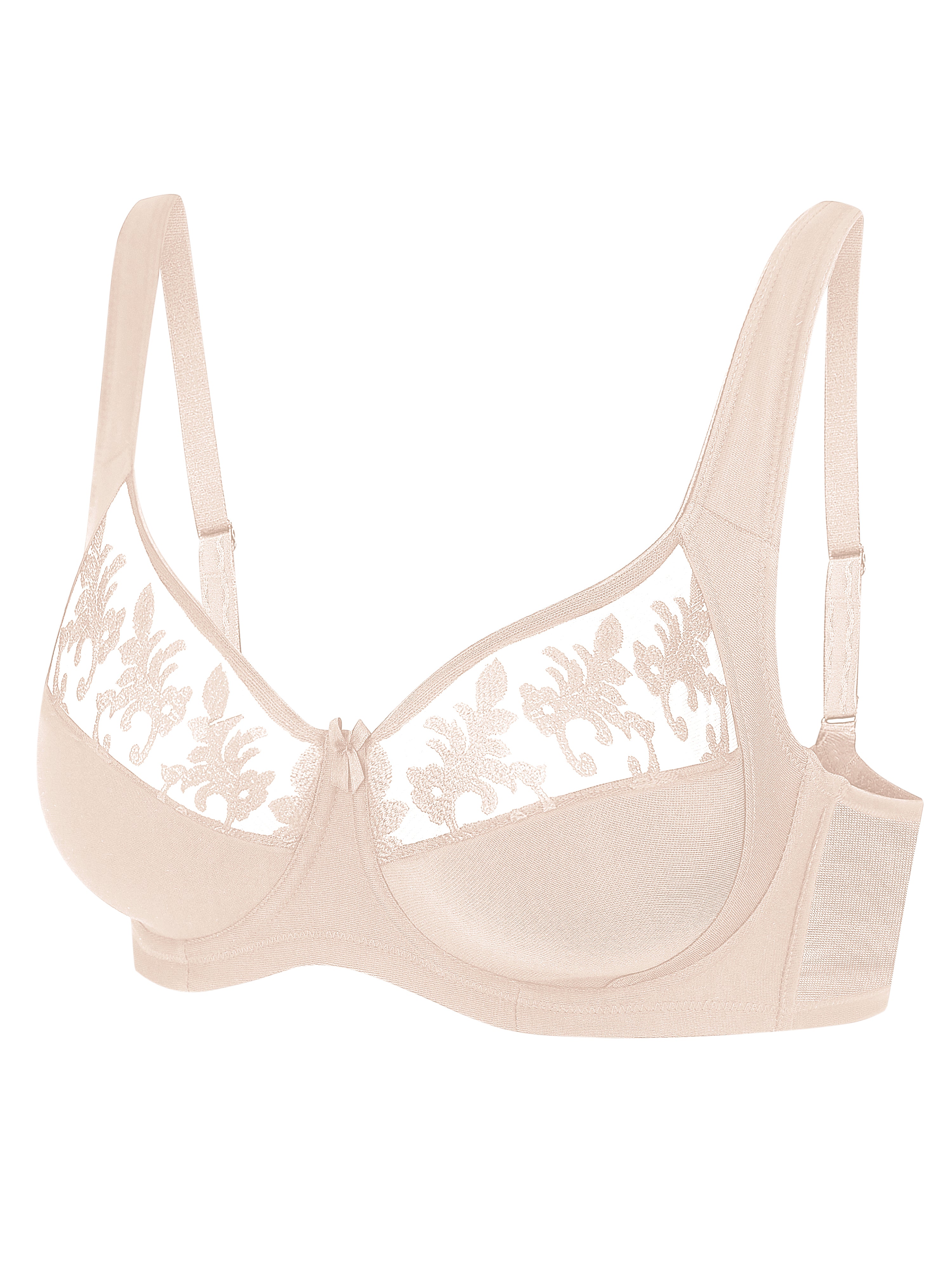 Full coverage non-padded side support Bra 006 015 silver peony