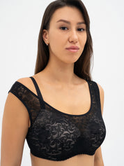 Moulded Bra with lace Top overlay 007 019 black