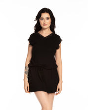 Bamboo cap-sleeve Nightgown 0202 black