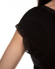 Bamboo cap-sleeve Nightgown 0202 black