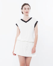 Bamboo cap-sleeve Nightgown 0202 ecru/black