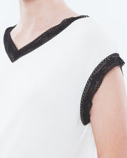 Bamboo cap-sleeve Nightgown 0202 ecru/black