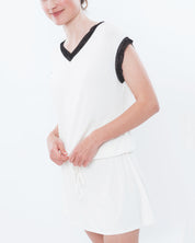 Bamboo cap-sleeve Nightgown 0202 ecru/black
