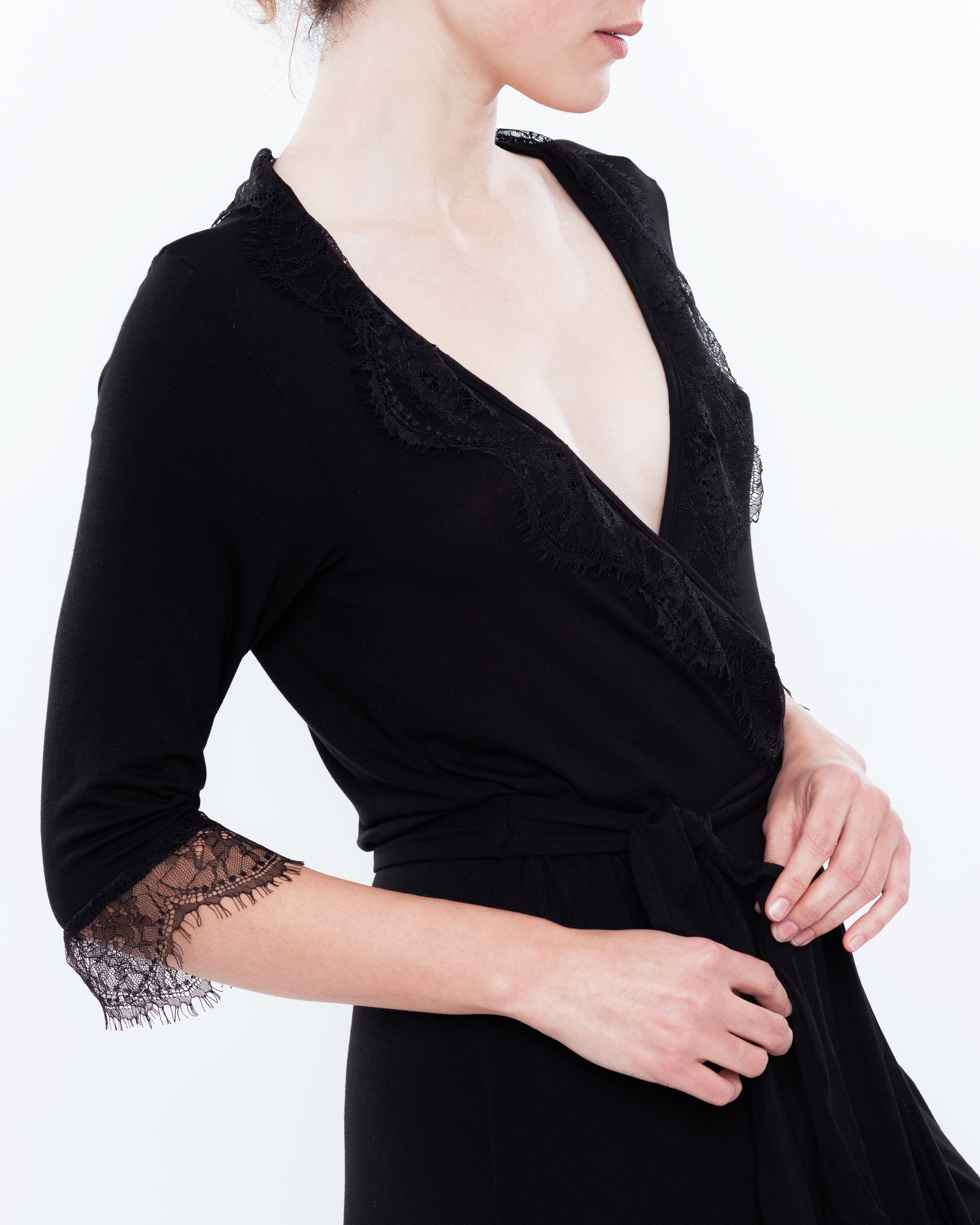 Bamboo 3/4 sleeve Robe 0203/1 black