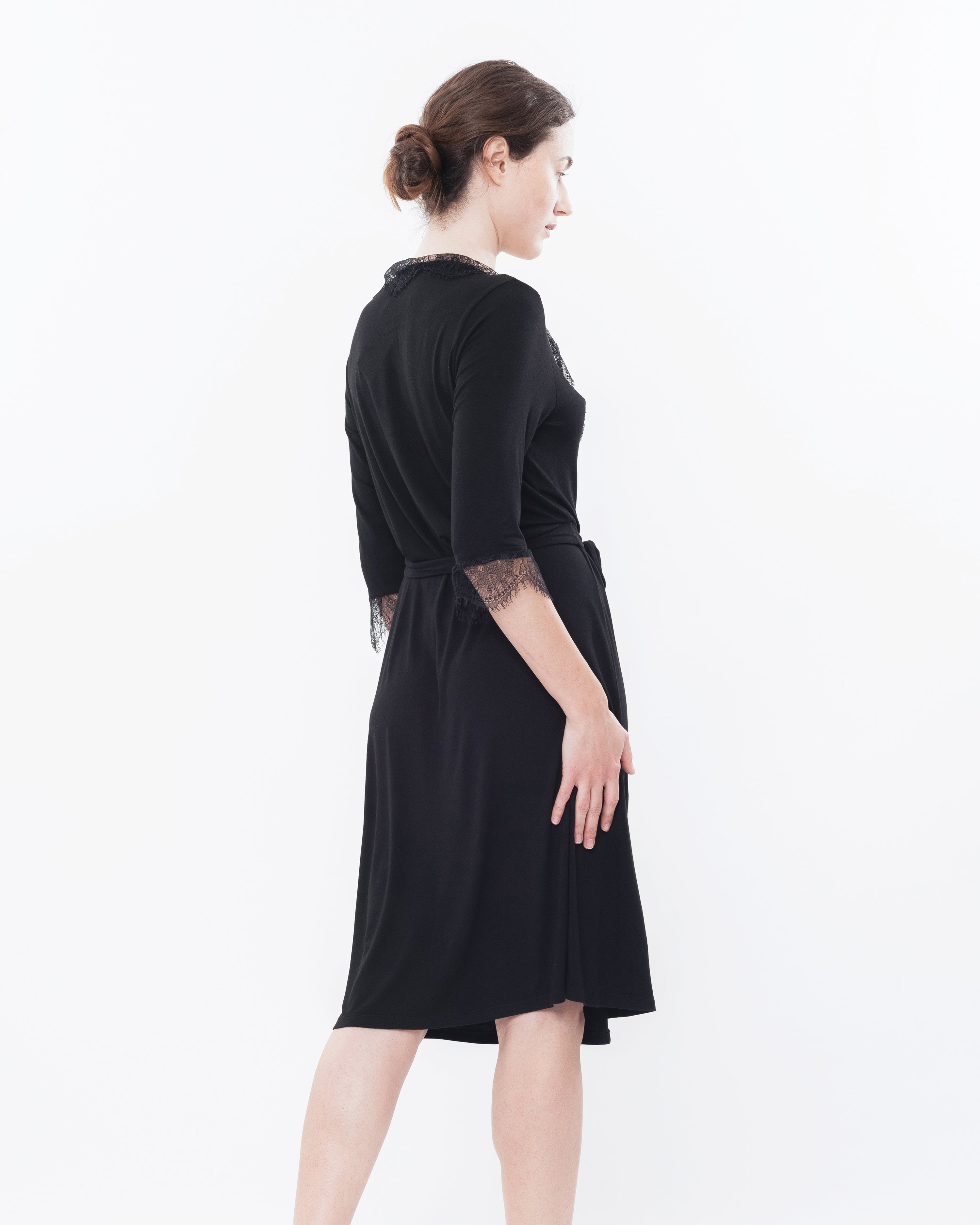 Bamboo 3/4 sleeve Robe 0203/1 black