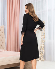 Bamboo 3/4 sleeve Robe 0203/1 black
