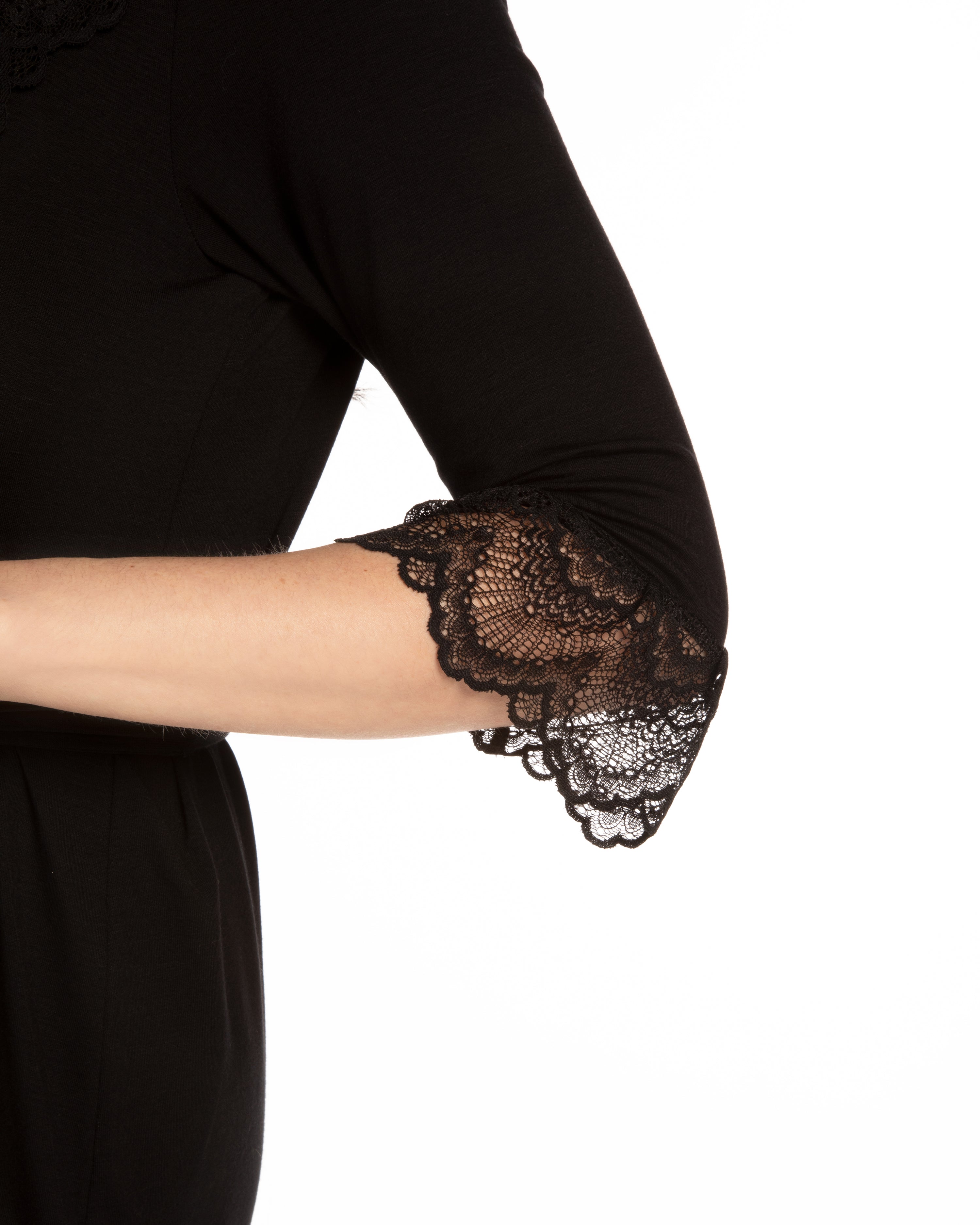 Bamboo 3/4 sleeve Robe 0203 black