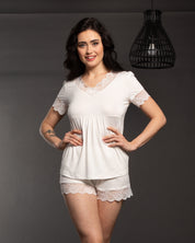 Bamboo t-shirt shorts Set 0207/2 ecru