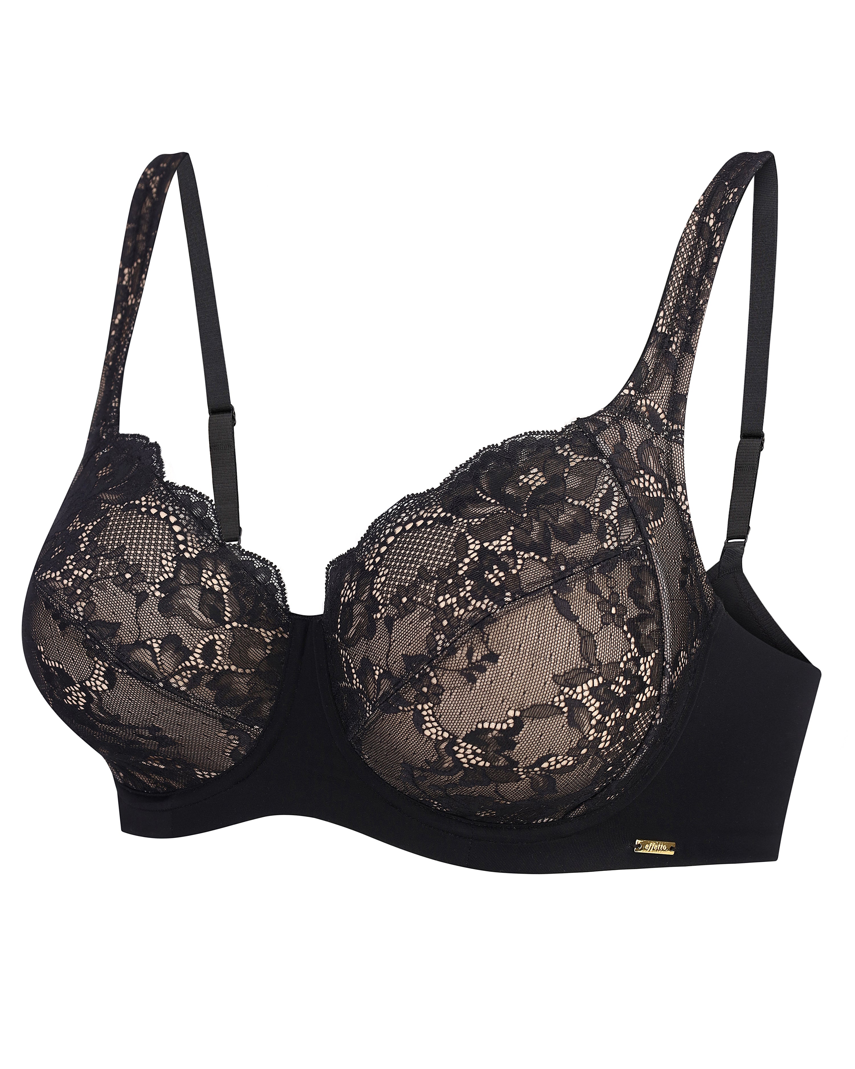 Full coverage non-padded side support Bra 021 015 black