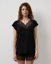 Bamboo t-shirt shorts Set 02103 black