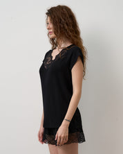 Bamboo t-shirt shorts Set 02103 black