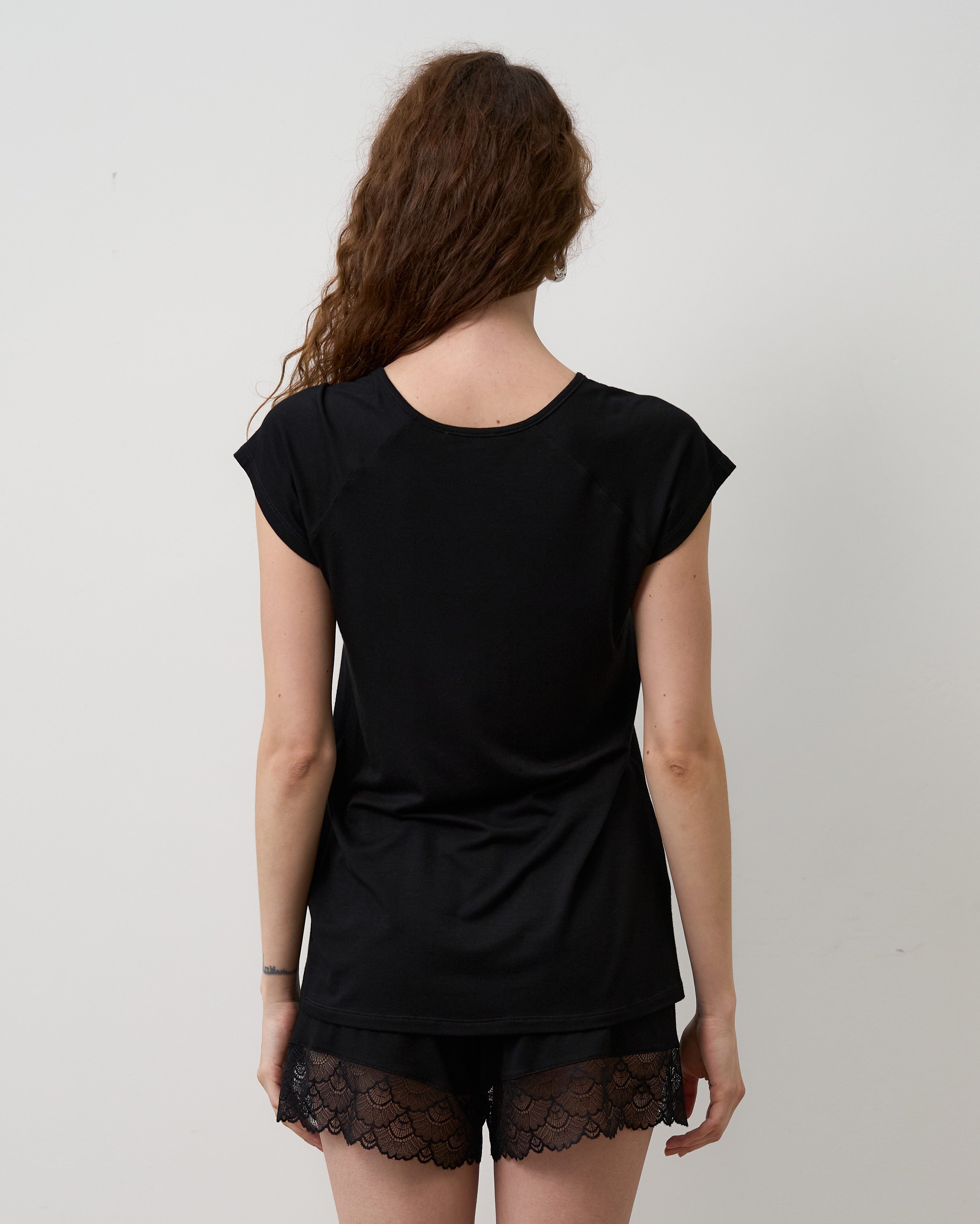 Bamboo t-shirt shorts Set 02103 black