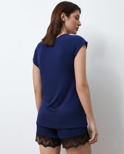 Bamboo t-shirt shorts Set 02103 navy