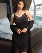 Bamboo Chemise spaghetti strap 02104 black
