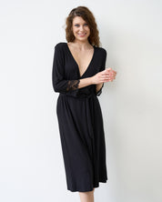 Bamboo 3/4 sleeve Robe 02105 black