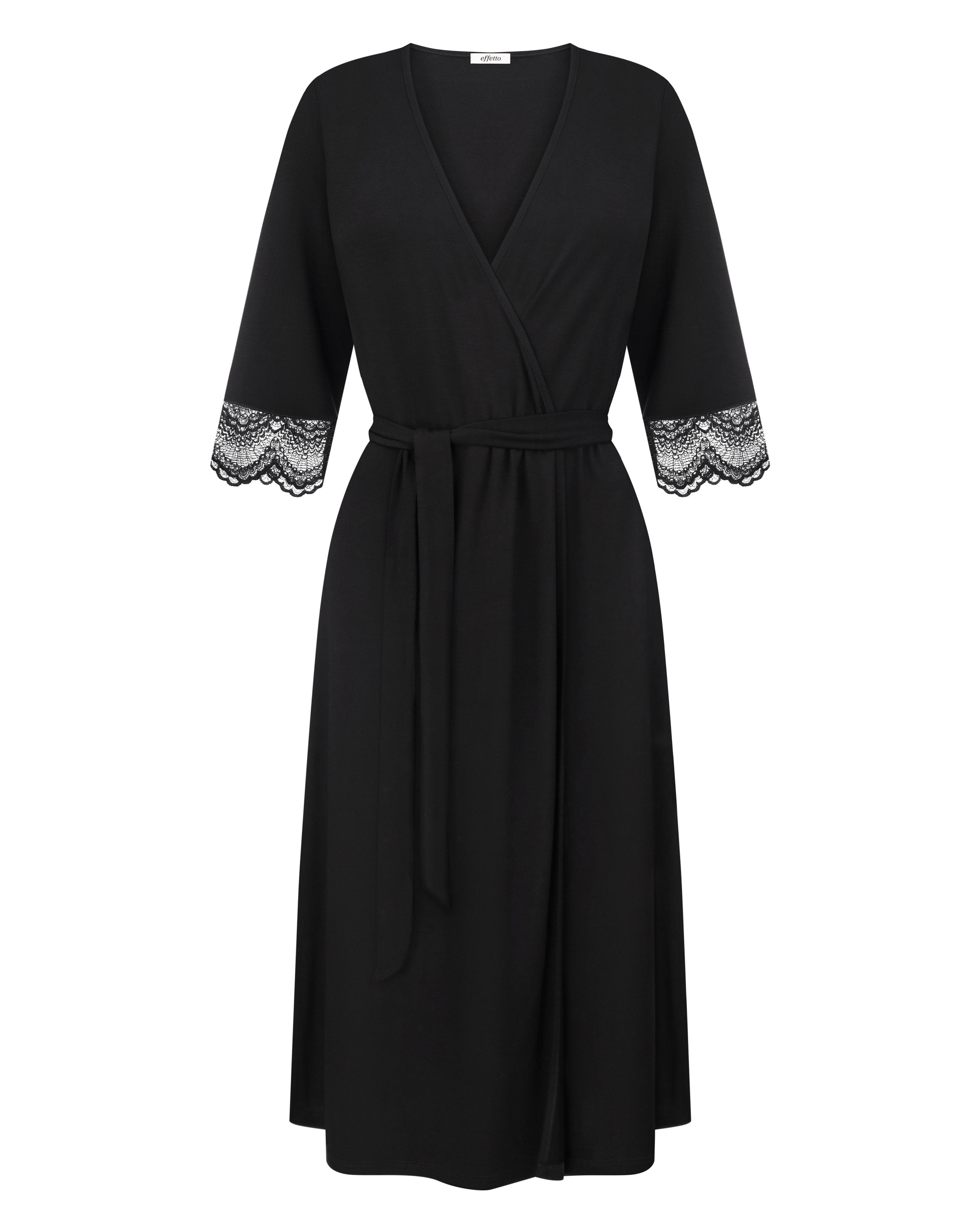 Bamboo 3/4 sleeve Robe 02105 black