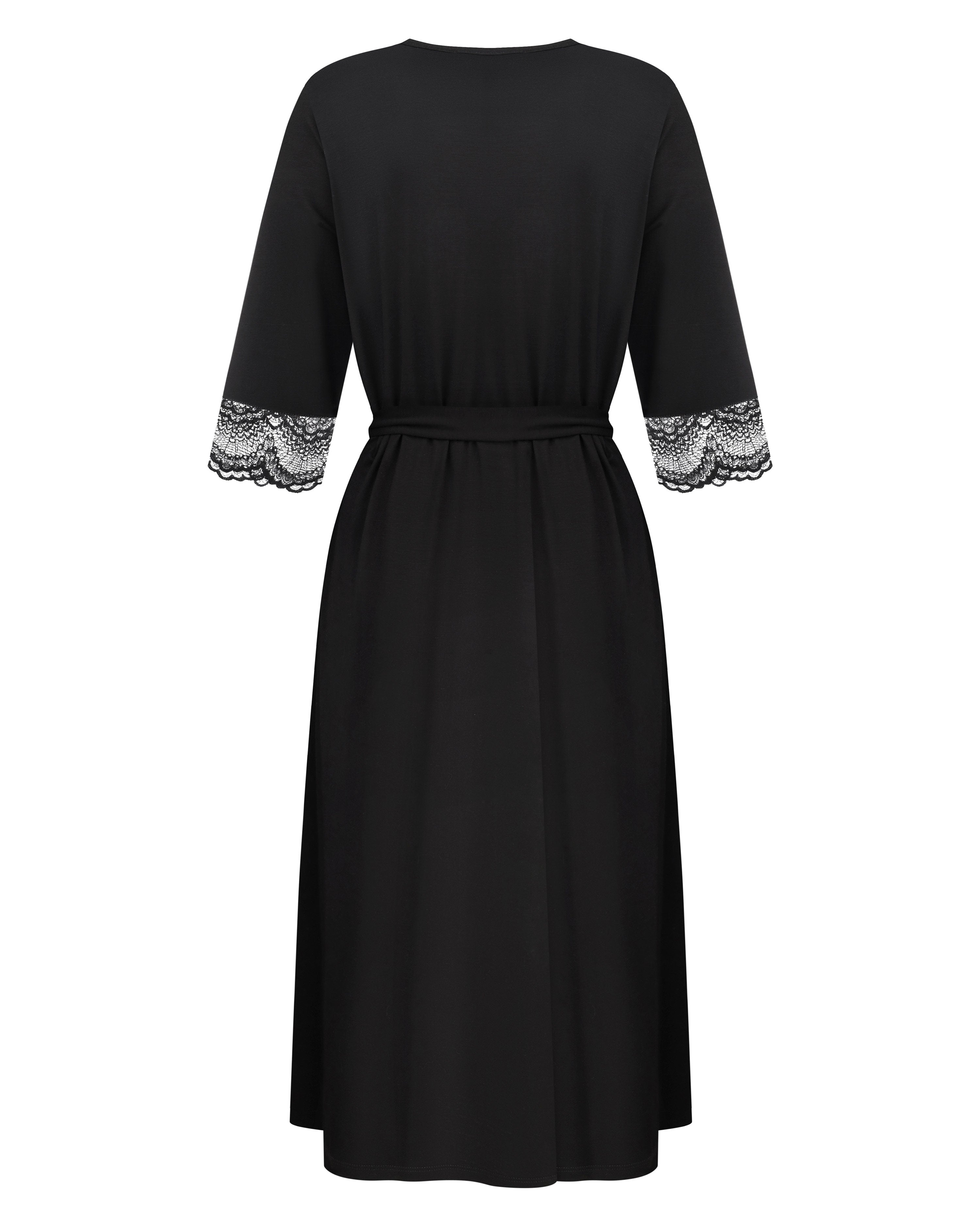 Bamboo 3/4 sleeve Robe 02105 black