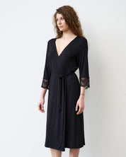 Bamboo 3/4 sleeve Robe 02105 black