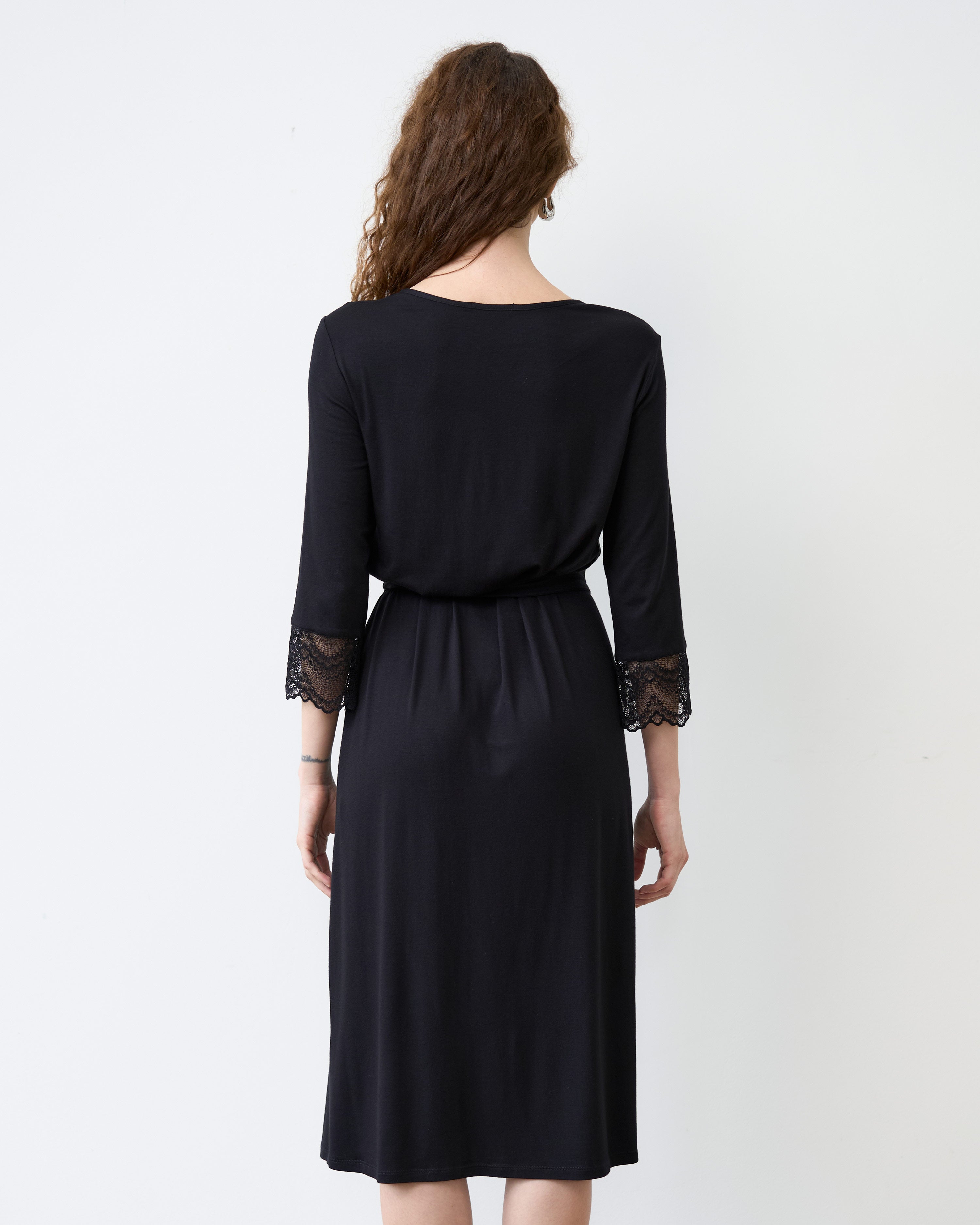 Bamboo 3/4 sleeve Robe 02105 black