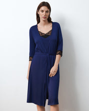 Bamboo 3/4 sleeve Robe 02105 navy