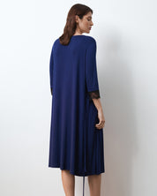 Bamboo 3/4 sleeve Robe 02105 navy