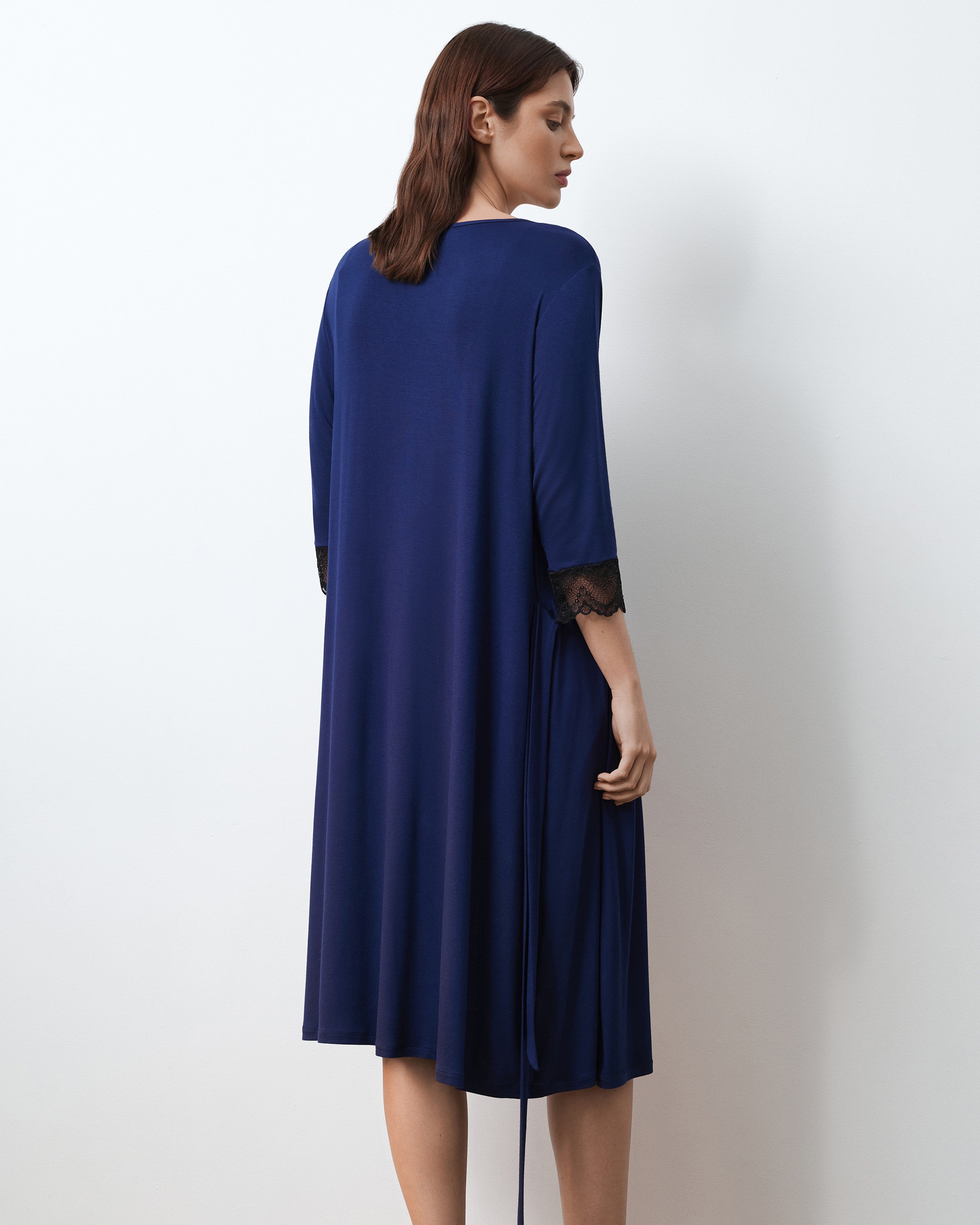 Bamboo 3/4 sleeve Robe 02105 navy
