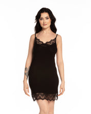 Bamboo Chemise spaghetti strap 0210 black