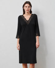 Bamboo Nightgown 3/4 sleeve 02113 black