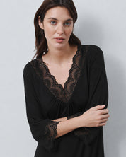 Bamboo Nightgown 3/4 sleeve 02113 black