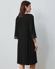 Bamboo Nightgown 3/4 sleeve 02113 black