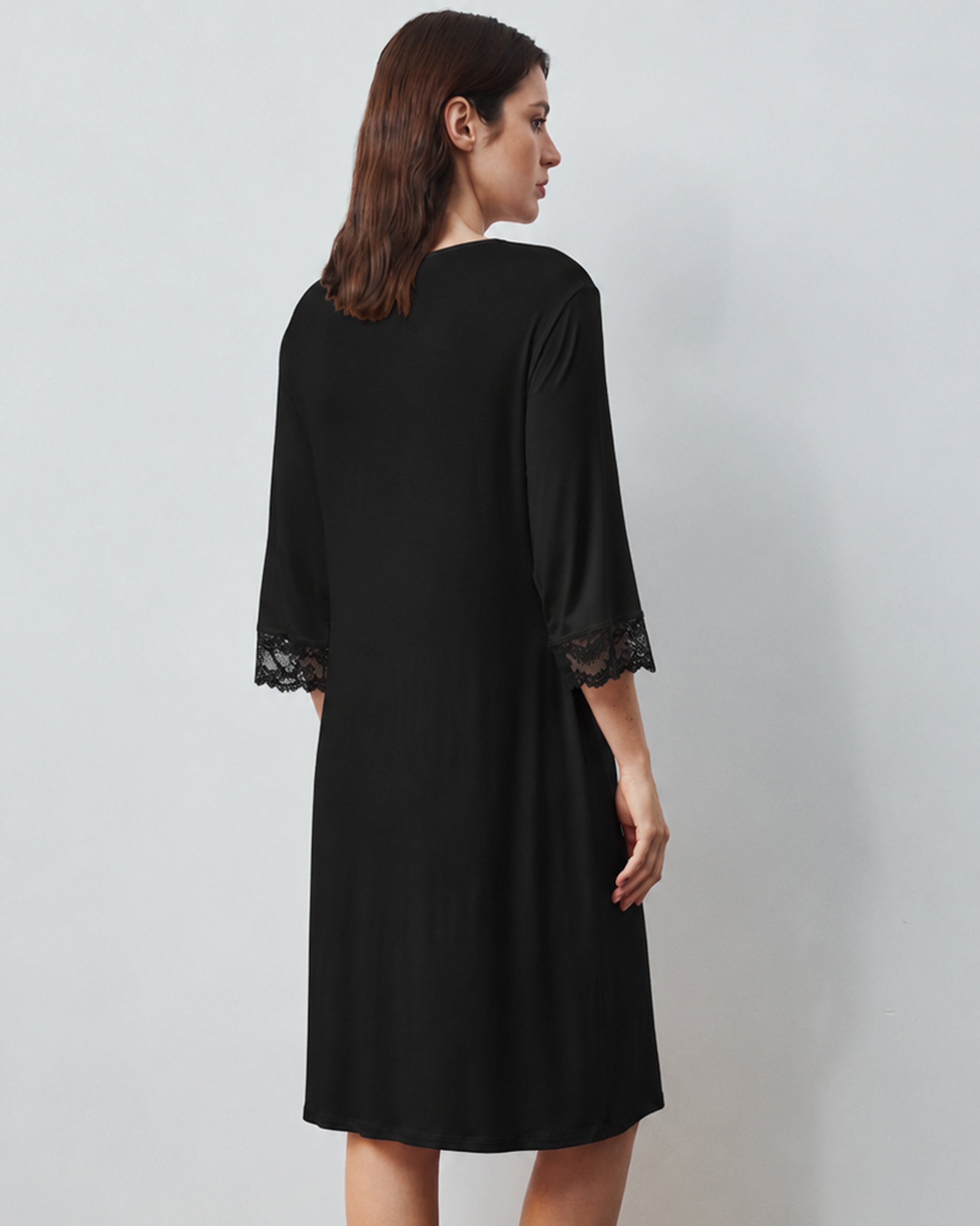 Bamboo Nightgown 3/4 sleeve 02113 black
