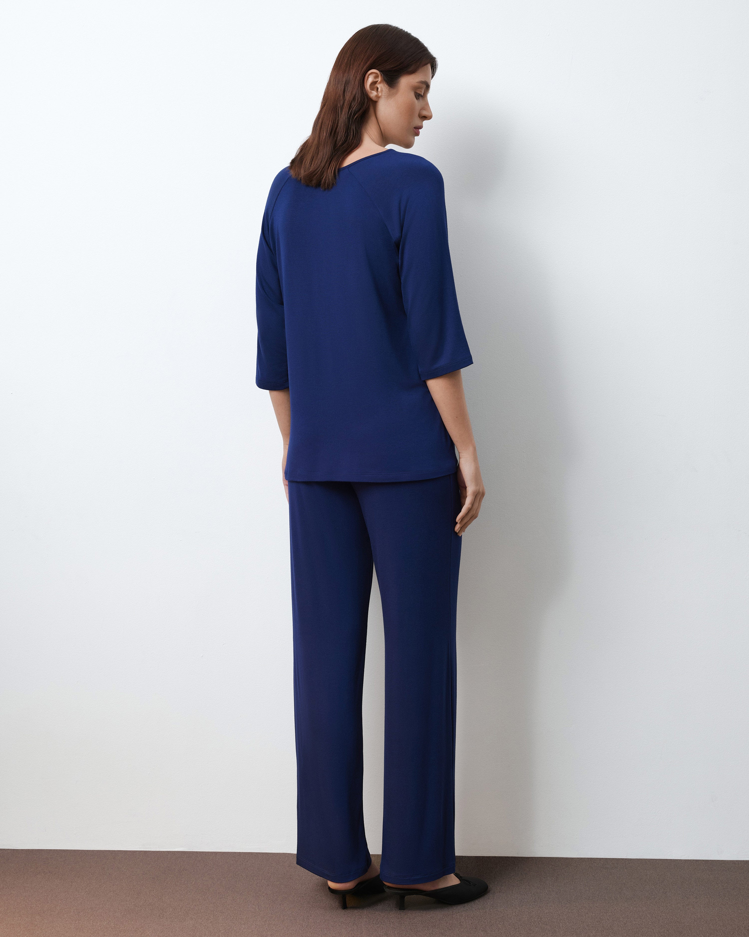 Bamboo Pajama 3/4 sleeve 02114 navy blue