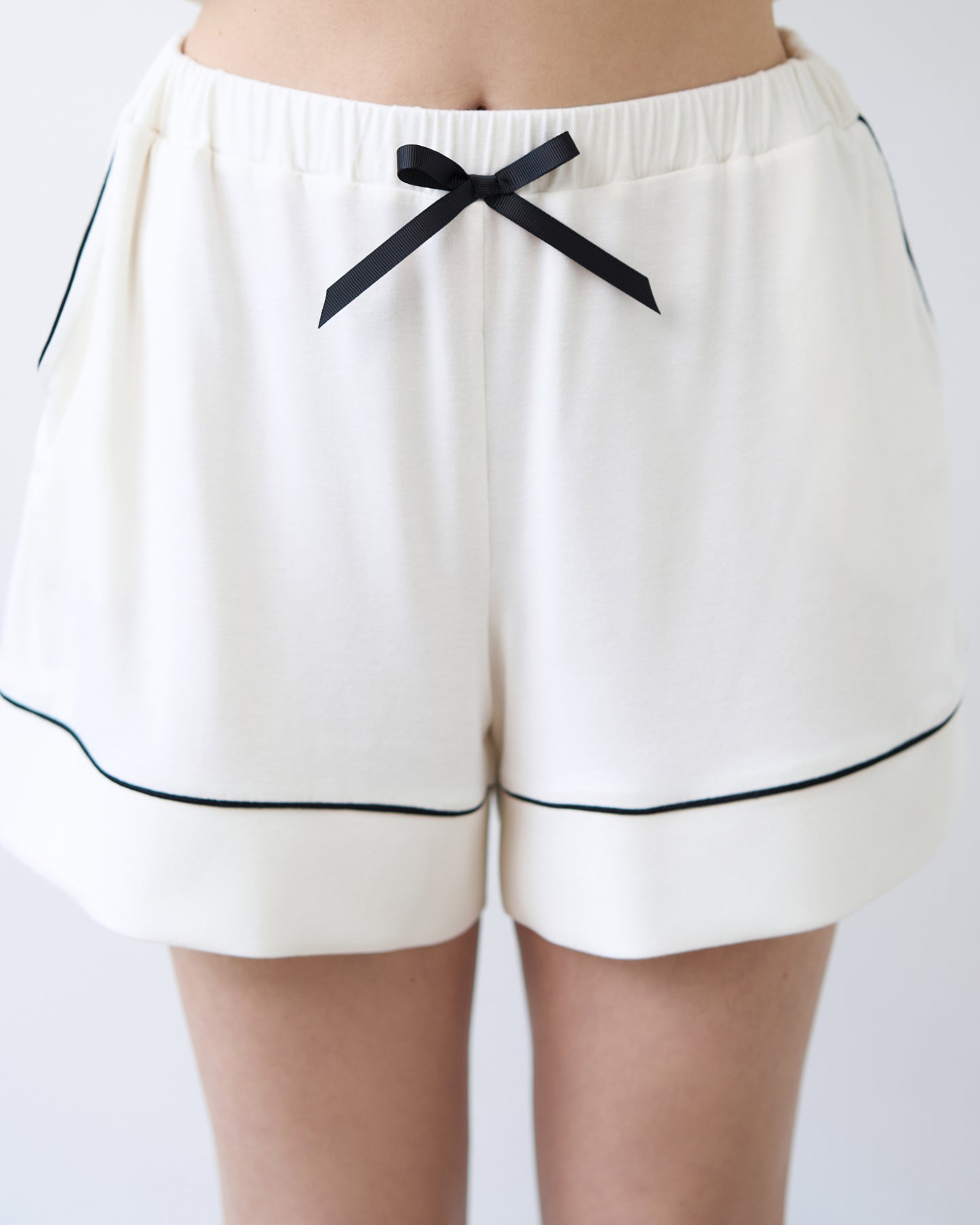 Bamboo button-up short sleeve Pajama set with shorts 02115 ivory