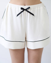 Bamboo button-up short sleeve Pajama set with shorts 02115 ivory