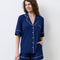 Bamboo button-up short sleeve Shirt 02115/1 navy