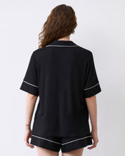 Bamboo button-up short sleeve Pajama set with shorts 02115 black