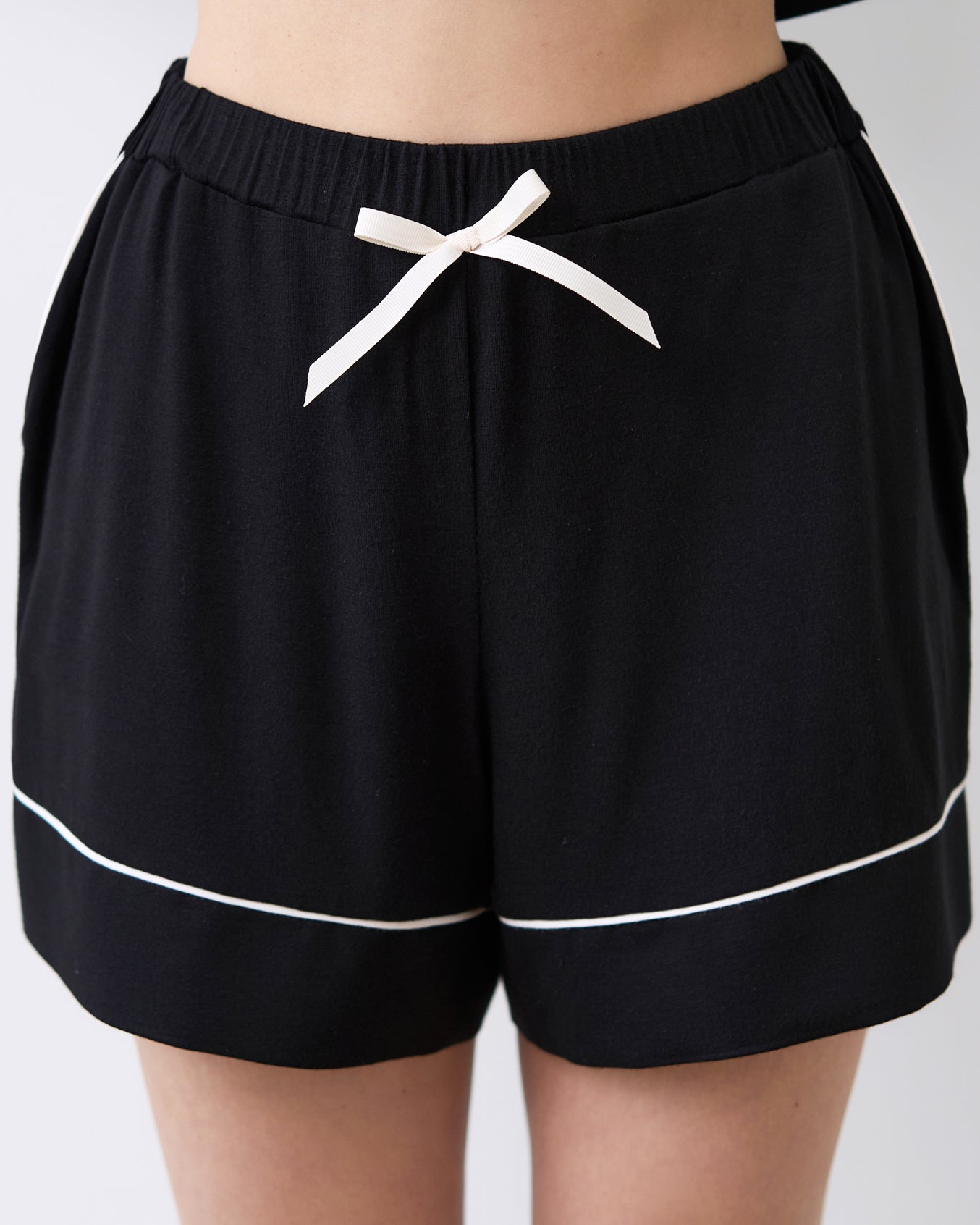 Bamboo button-up short sleeve Pajama set with shorts 02115 black