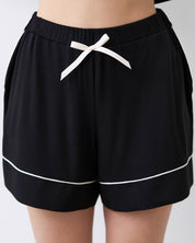 Bamboo button-up short sleeve Pajama set with shorts 02115 black