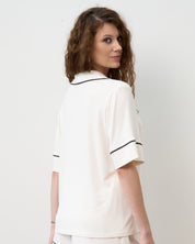 Bamboo button-up short sleeve Shirt 02115/1 ivory