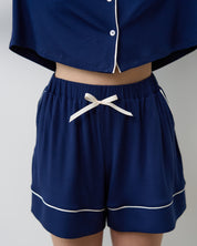 Bamboo button-up short sleeve Pajama set with shorts 02115 navy